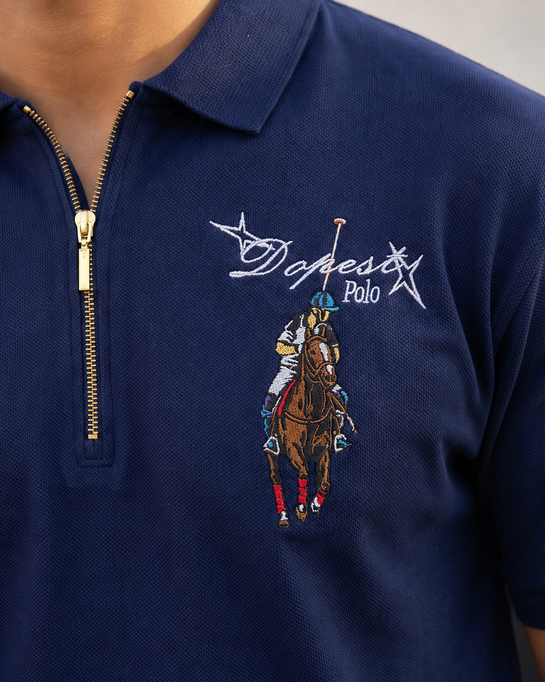 Embroidered Quarter Zip Signature Polo