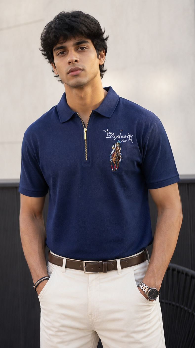 Embroidered Quarter Zip Signature Polo